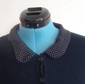 Merona Navy Sweater with Polka Dot Detailed Cardigan Medium